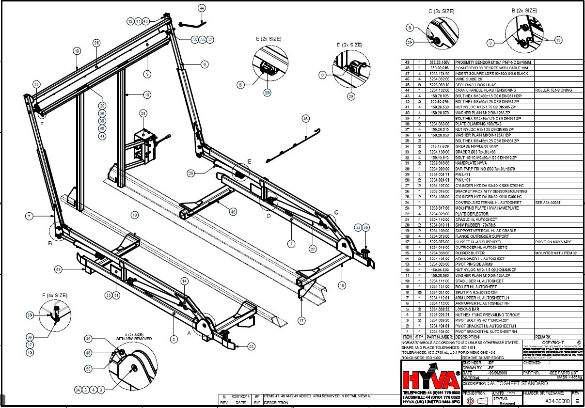 Hyva Std Autosheet System Parts List Thompsons E Parts