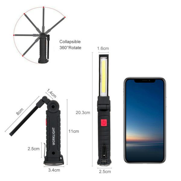 *Bulk Buy (5)x COB LED Small Rechargeable Magnetic Torch Flexible Inspection Lamp - Image 2