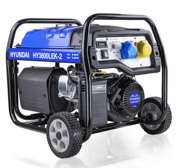 Hyundai 3.2kW / 4kVA* Petrol Site Open Generator with Electric, Recoil Start & Wheel Kit| HY3800LEK-2