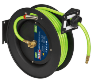 15m Retractable High-Visibility TPR Air Hose with Metal Reel 10mm ID