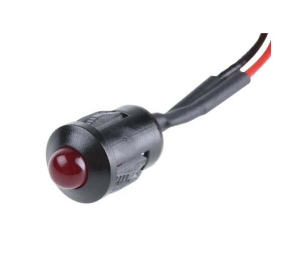 Red Flashing LED Panel Mount Indicator, 24V dc, 8mm Mounting Hole Size, Lead Wires Termination