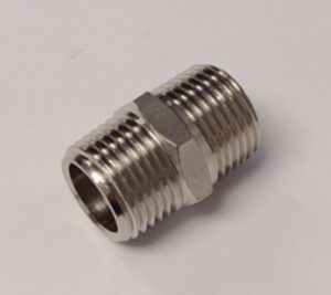 MALE MALE ADAPTOR (BRASS) 1/2" X 1/2" (NICKEL PLATED)