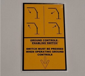 Palfinger M-Series Dummy Lever Controls Yellow  Decal Sticker